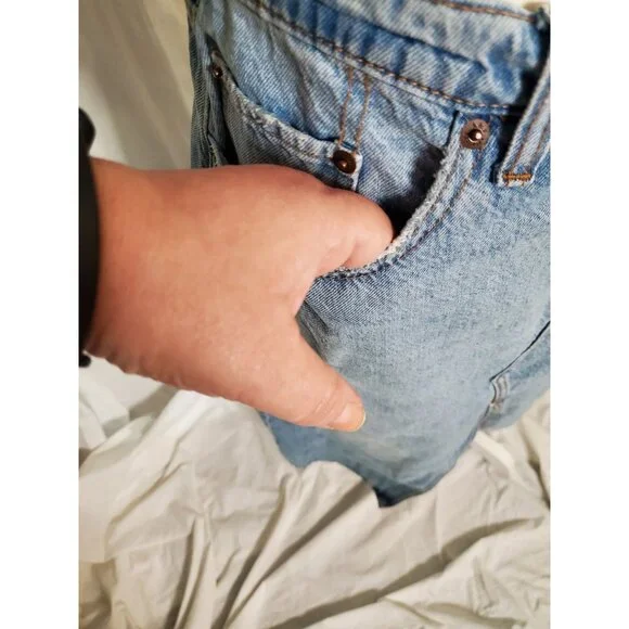 Abercrombie & Fitch High Rise Denim Skirt w/ Slit Size 32/14 Distressed Western - Picture 2 of 16